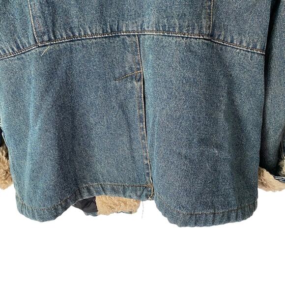 Esprit Penny Lane Denim Sherpa Trim Jean Coat Jacket size large quilted - Picture 7 of 10